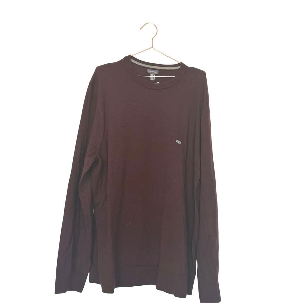 Van Heusen Men's Long Sleeve Crewneck Sweater - Dark Maroon